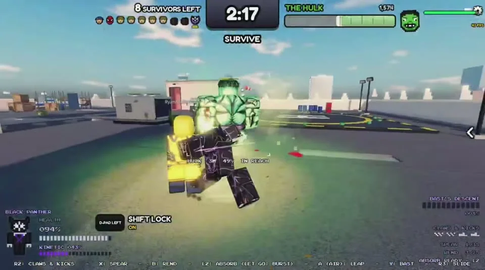 Black Panther in a close encounter with Hulk and visible ability HUD.